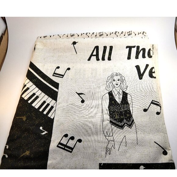 Vintage 90s DIY Music Vest Fabric Pattern All That Jazz Gold Sparkle Cut & Sew - Picture 2 of 2